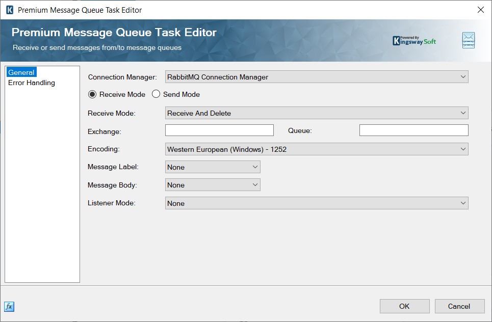 SSIS Premium Message Queue Task Editor - General